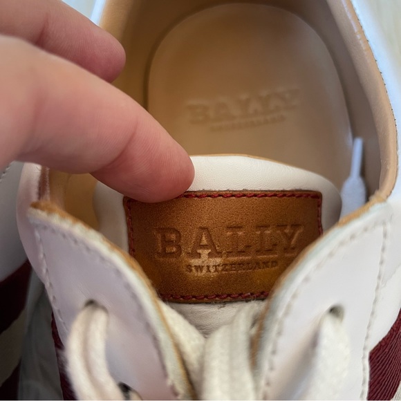 BALLY Men’s Freenew Textile-Stripe White Calf Leather Low Top Sneakers Size 9 - Picture 7 of 12